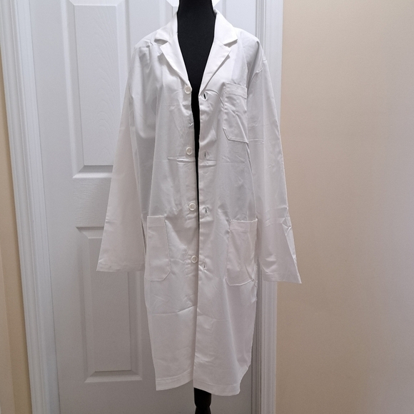 White Lab Coat B.T. Supply Co. Unisex Medium Button Front Men's Women's NWT - Picture 2 of 12